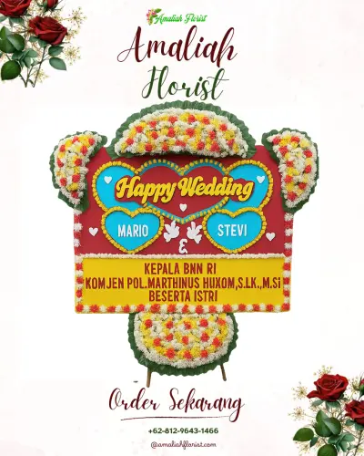 Karangan Papan Bunga Pernikahan di Idanotae